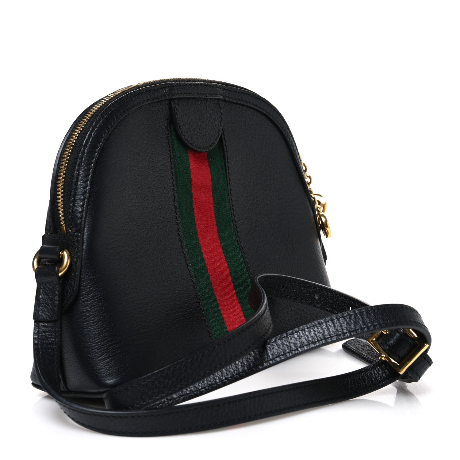 Gucci Suede Patent Web GG Small Ophidia Dome Shoulder Bag Black 3 of 10