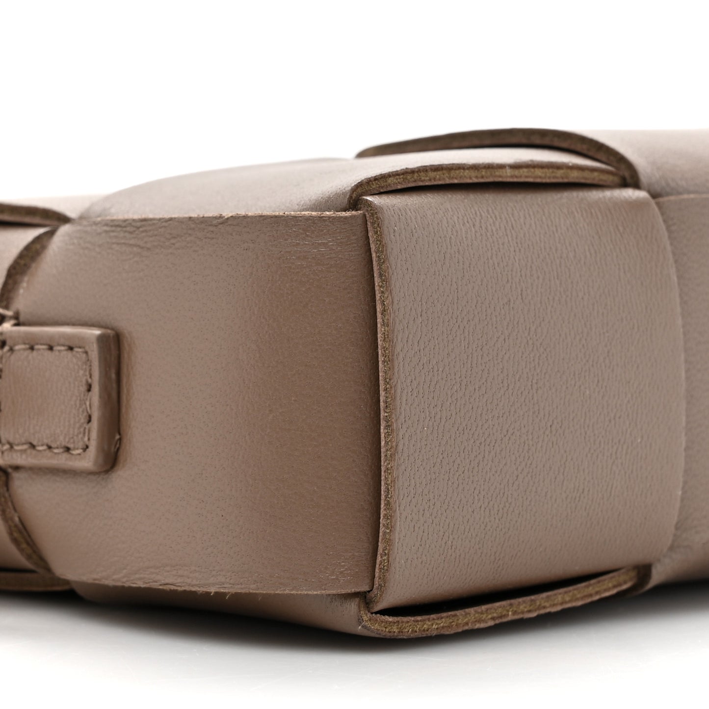 Lambskin Maxi Intreccio Cassette Phone Pouch Crossbody Bag Taupe Grey