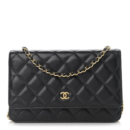 Chanel Lambskin Quilted Wallet On Chain WOC Black 1 of 13