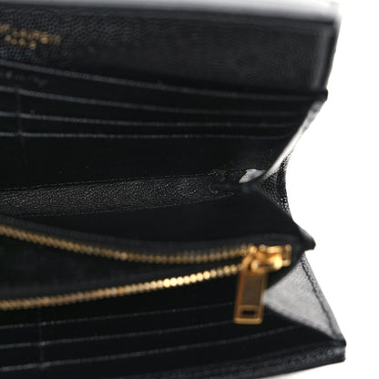 Saint Laurent Grain De Poudre Matelasse Chevron Monogram Flap Wallet Black 9 of 11