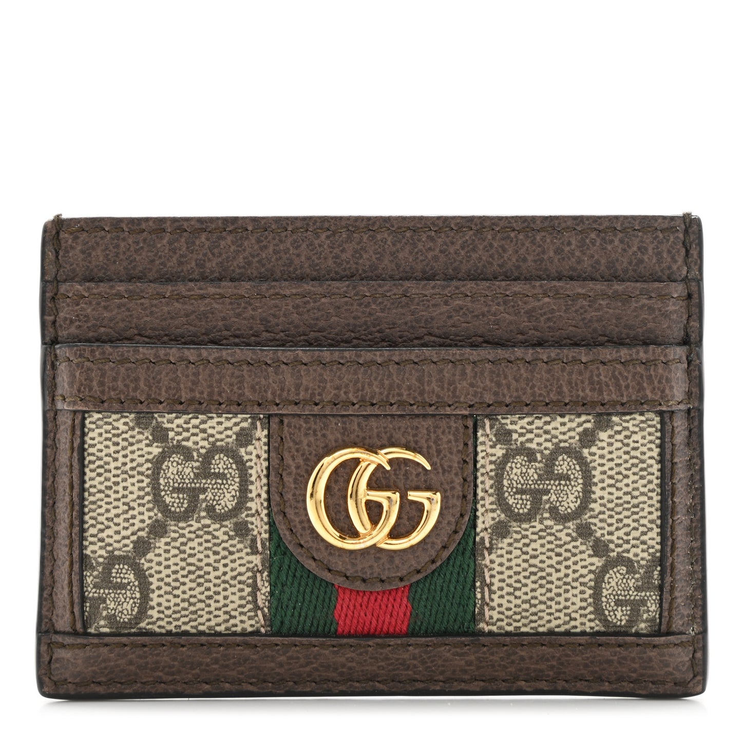 GG Supreme Monogram Ophidia Card Holder Brown
