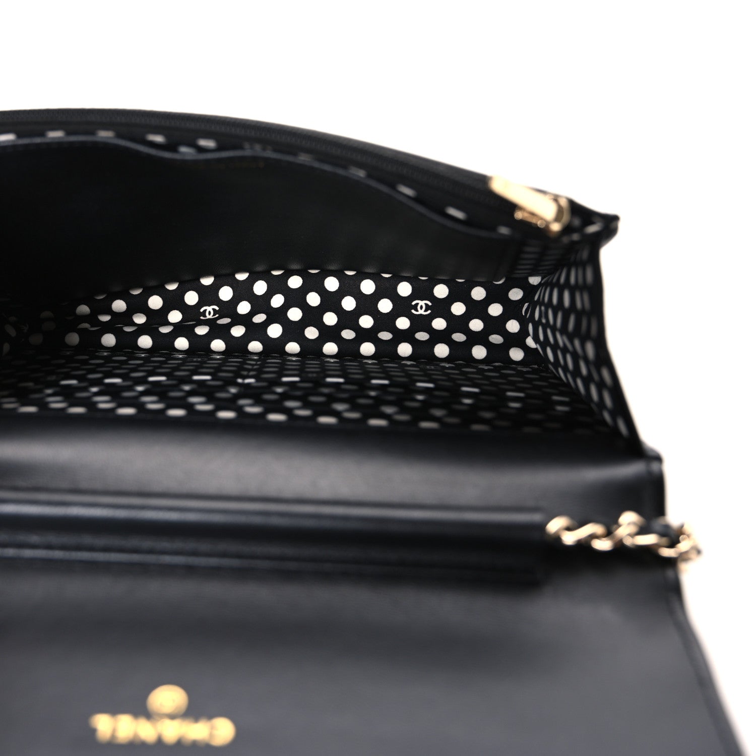 Chanel Lambskin Quilted Pearl CC Wallet on Chain WOC Black 5 of 11