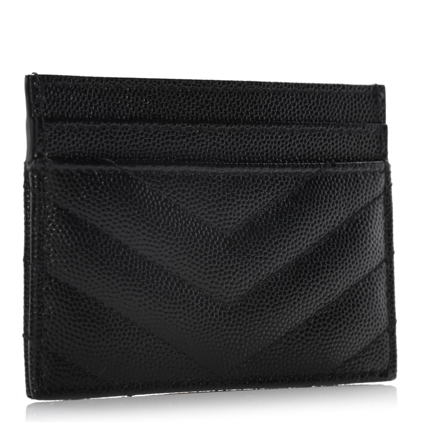 Grain De Poudre Matelasse Chevron Monogram Credit Card Case Black