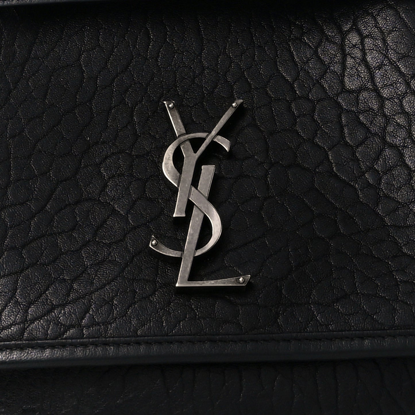 Grained Lambskin Monogram Medium Niki Chain Satchel Black