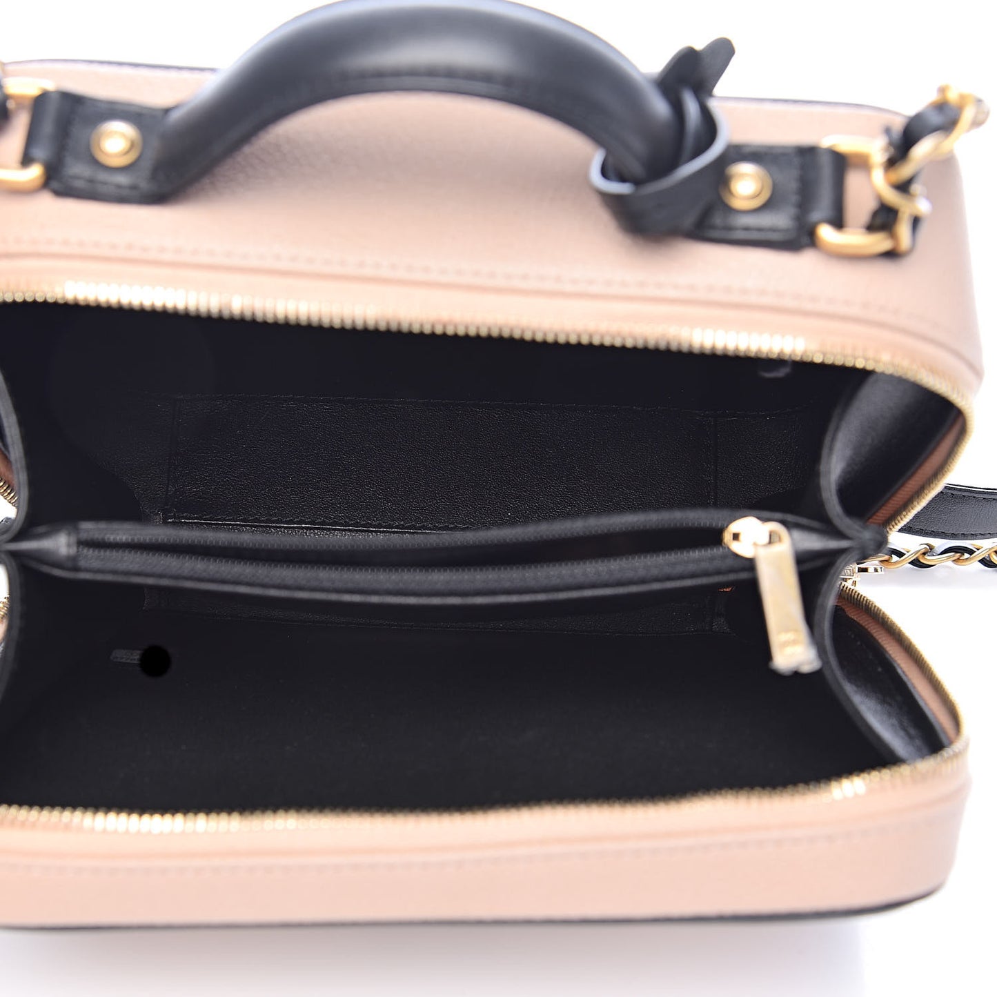 Caviar Quilted Medium CC Filigree Vanity Case Beige Black