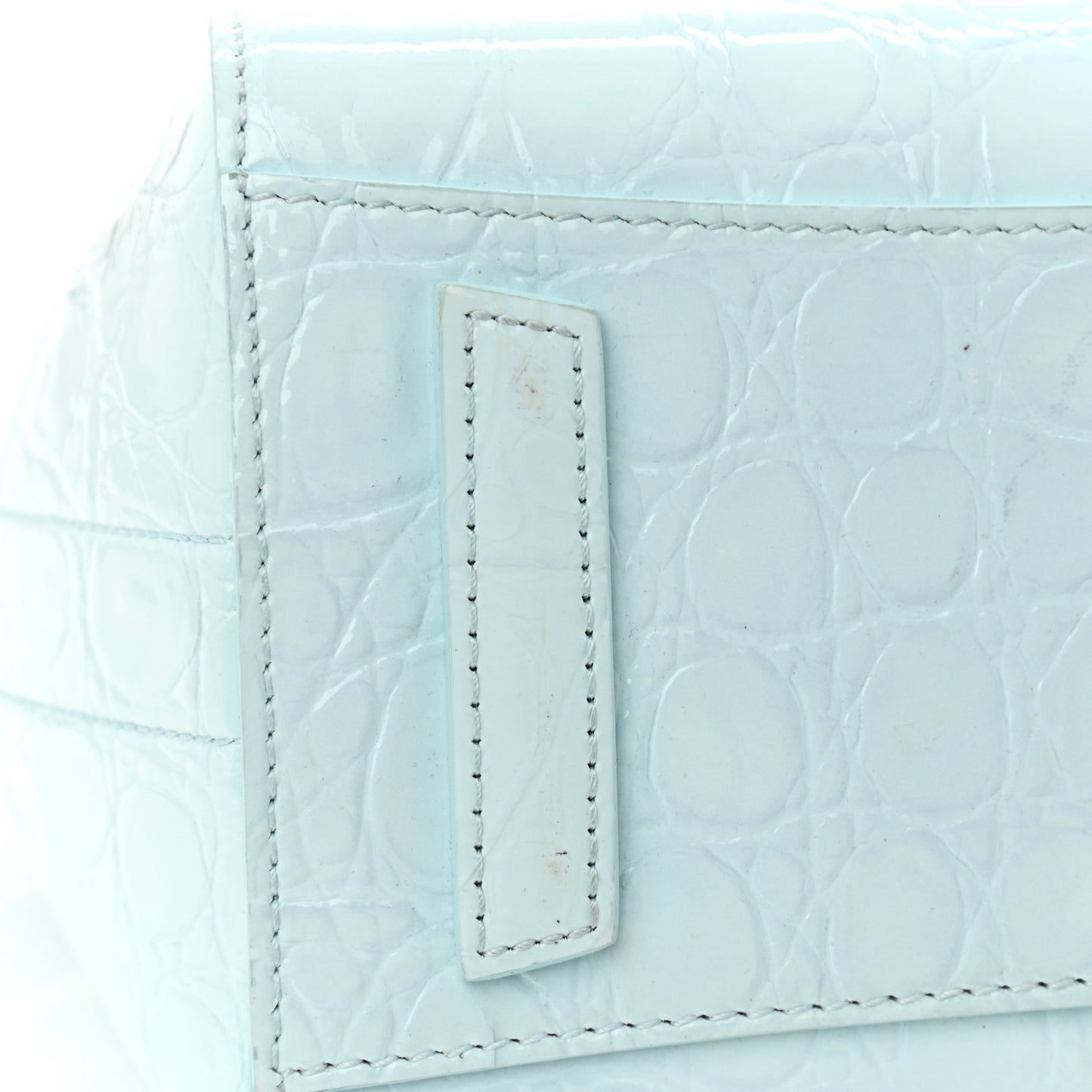 Calfskin Crocodile Embossed Mini Antigona Lock Sky Blue
