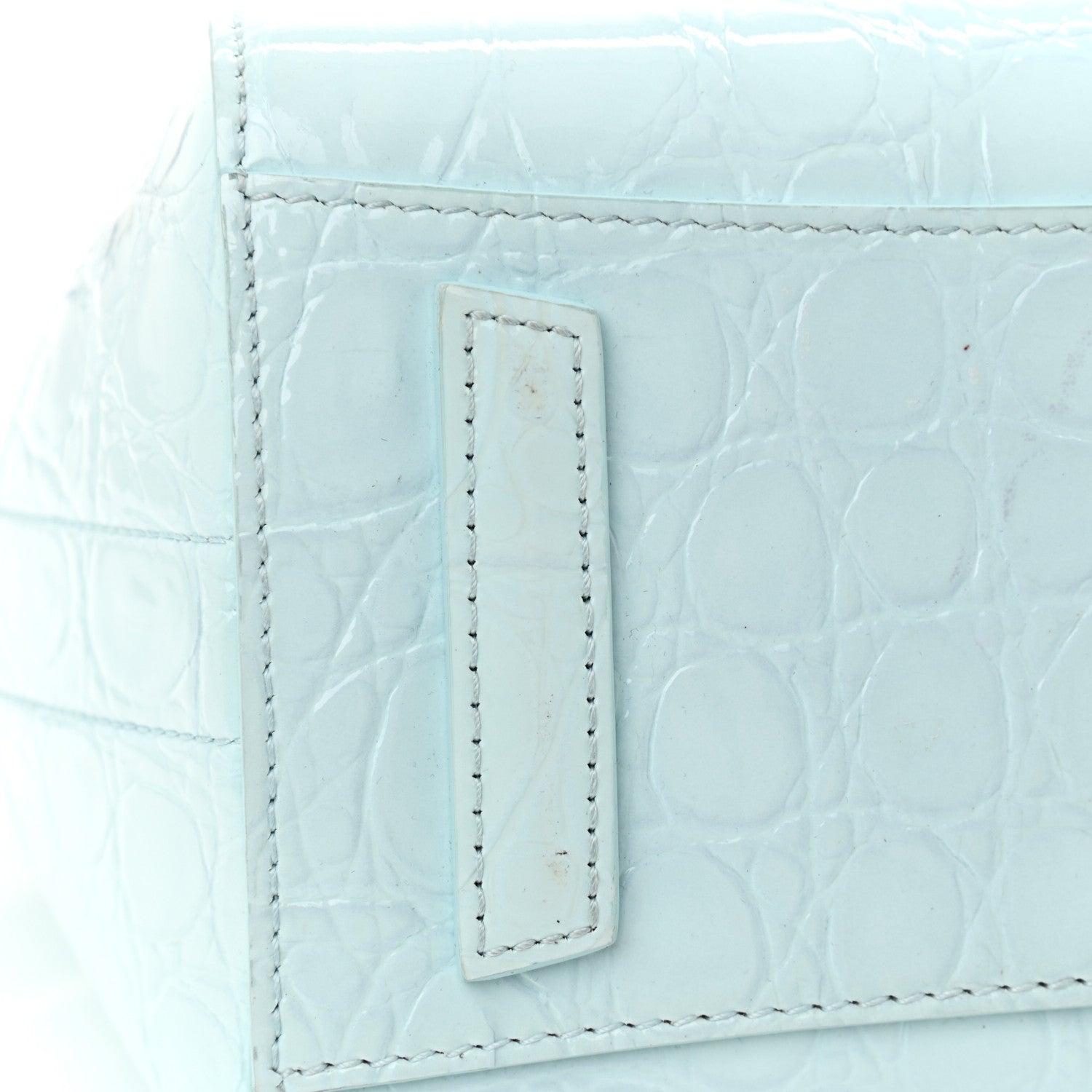 Givenchy Calfskin Crocodile Embossed Mini Antigona Lock Sky Blue 8 of 14