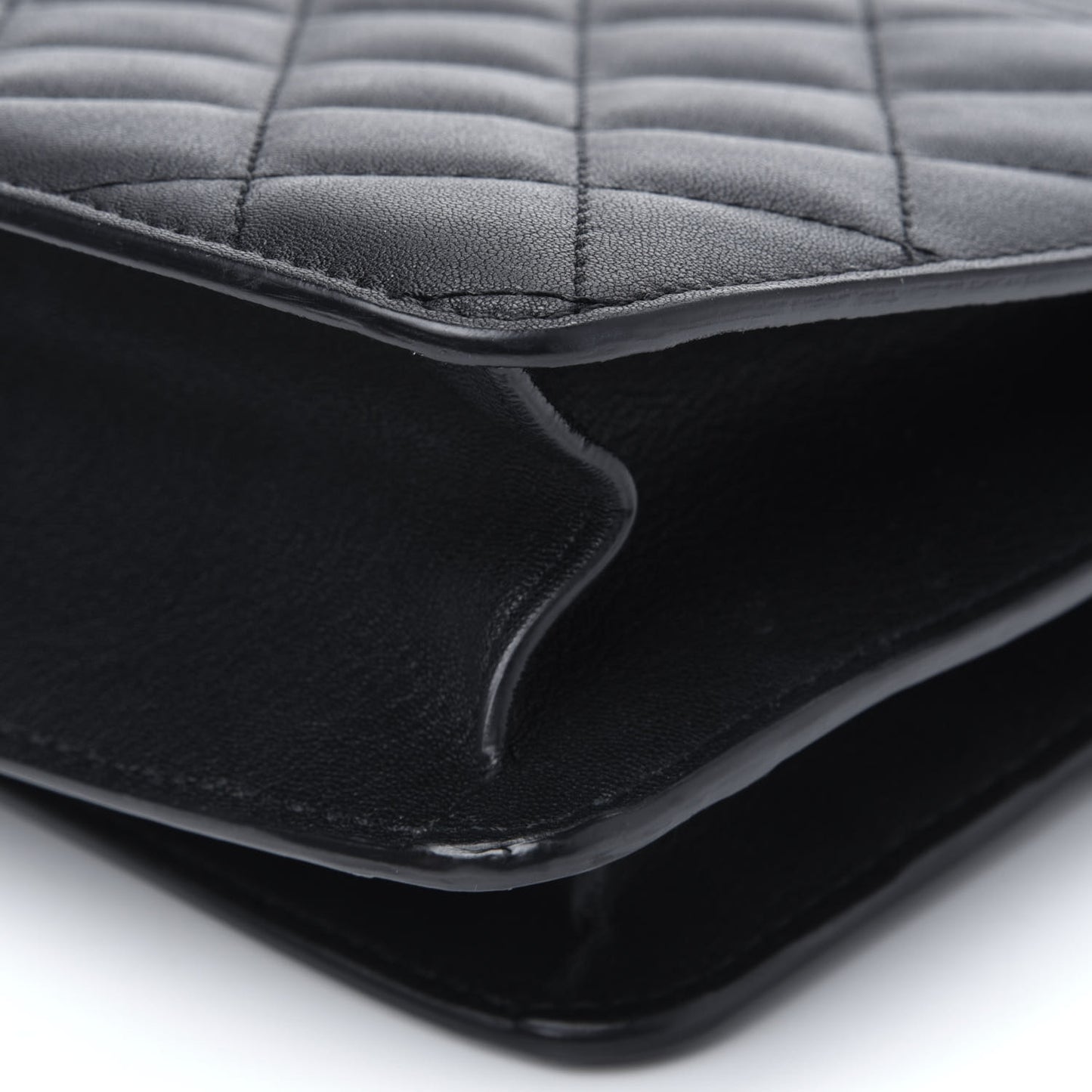Goatskin Quilted Large CC Box Flap Black