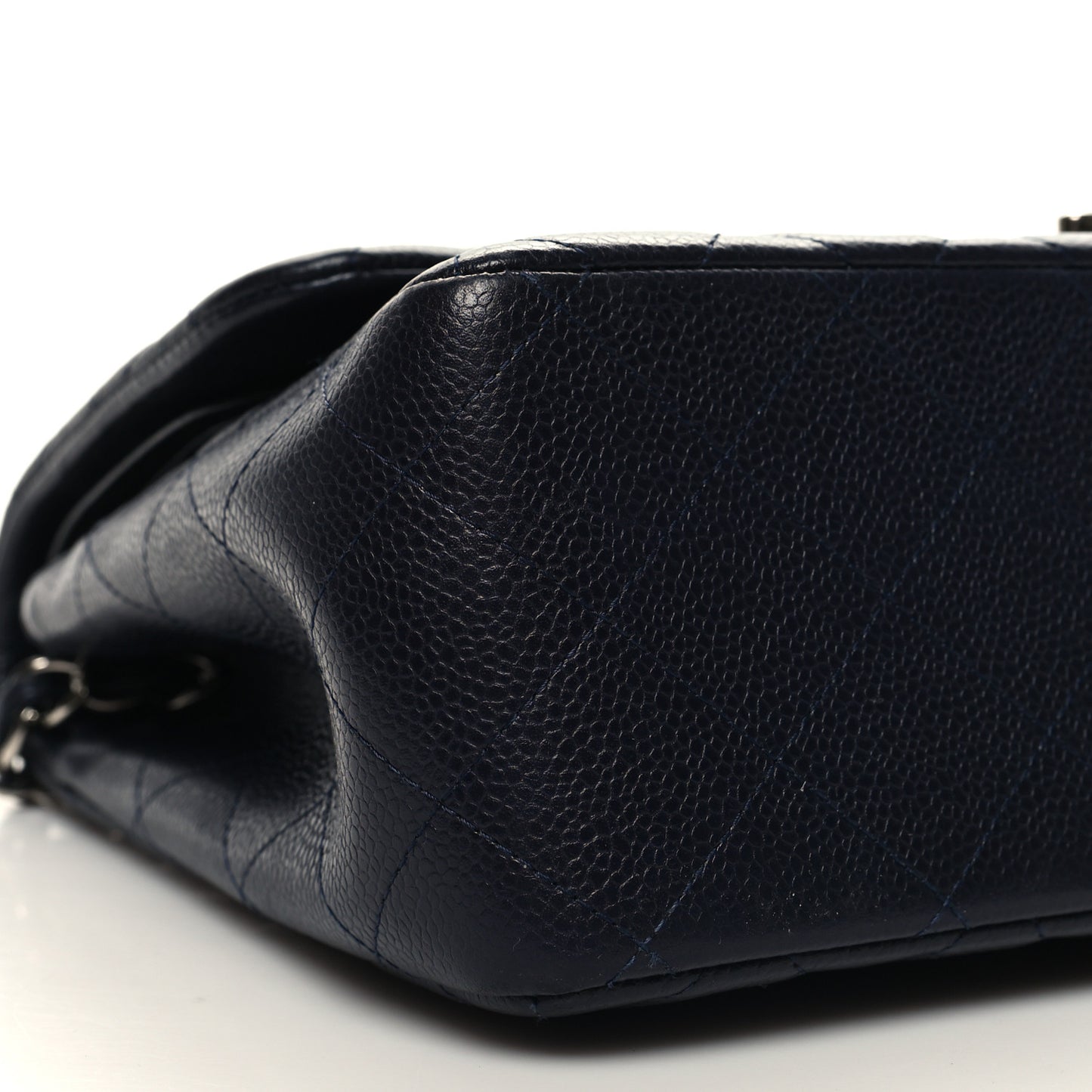 Caviar Quilted Jumbo Double Flap Navy Blue