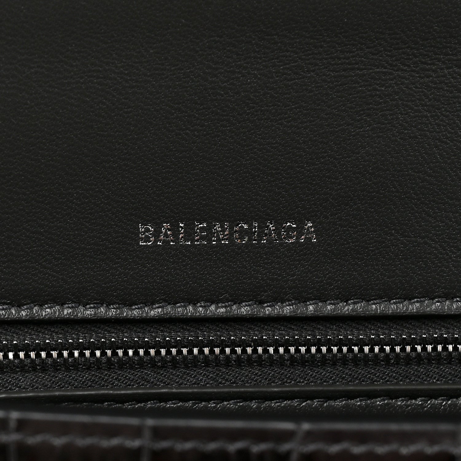Balenciaga Shiny Calfskin Crocodile Embossed Medium Hourglass Top Handle Bag Dark Grey 6 of 11