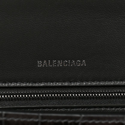 Balenciaga Shiny Calfskin Crocodile Embossed Medium Hourglass Top Handle Bag Dark Grey 6 of 11