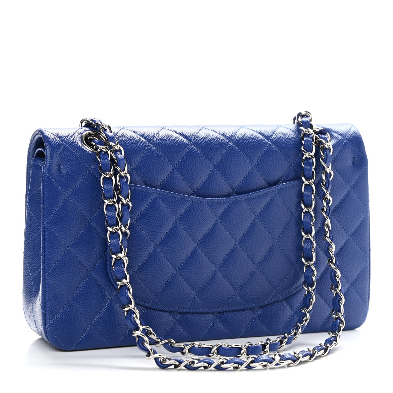 Chanel Caviar Quilted Medium Double Flap Blue 2 of 9