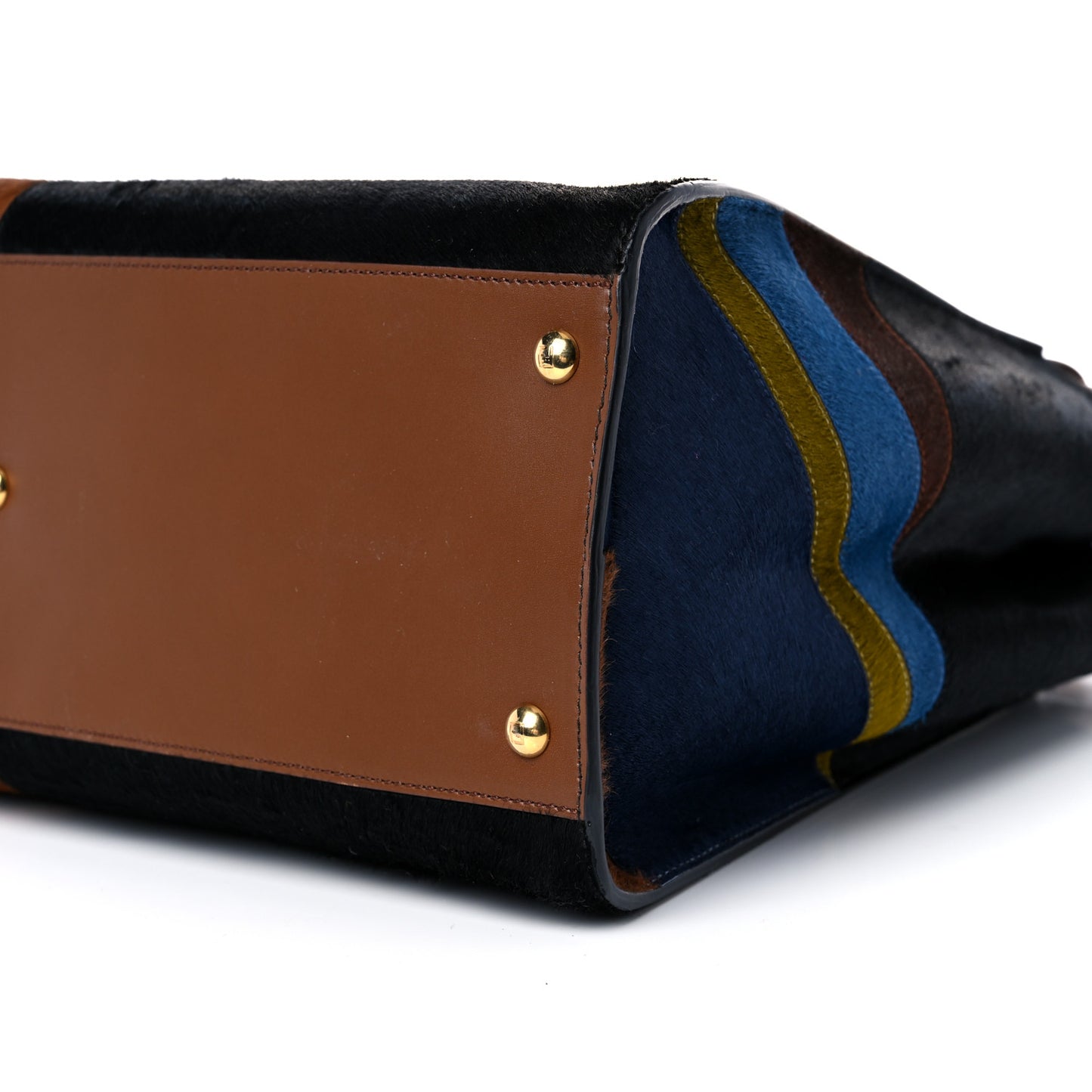 Calf Hair Patchwork Large Peekaboo Iconic Satchel Black Brown Multicolor