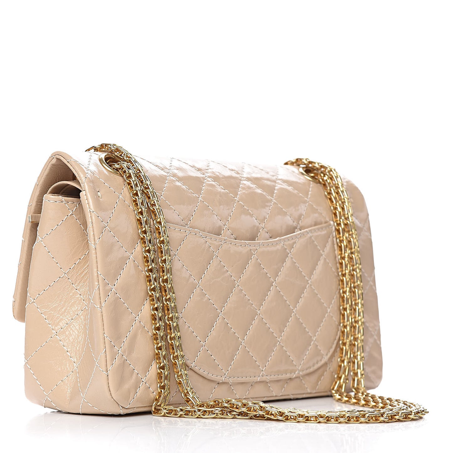 Patent Distressed Calfskin Quilted 2.55 Reissue 225 Flap Beige