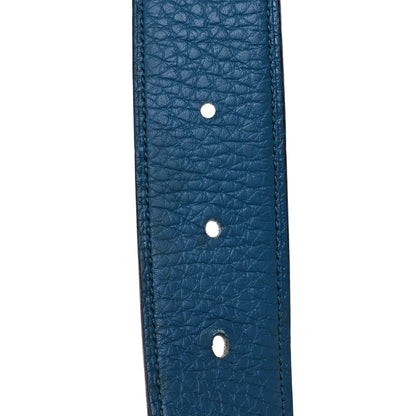 Hermes Box Togo 32mm Au Carre H Belt 85 34 Bleu Izmir Chocolate 4 of 6