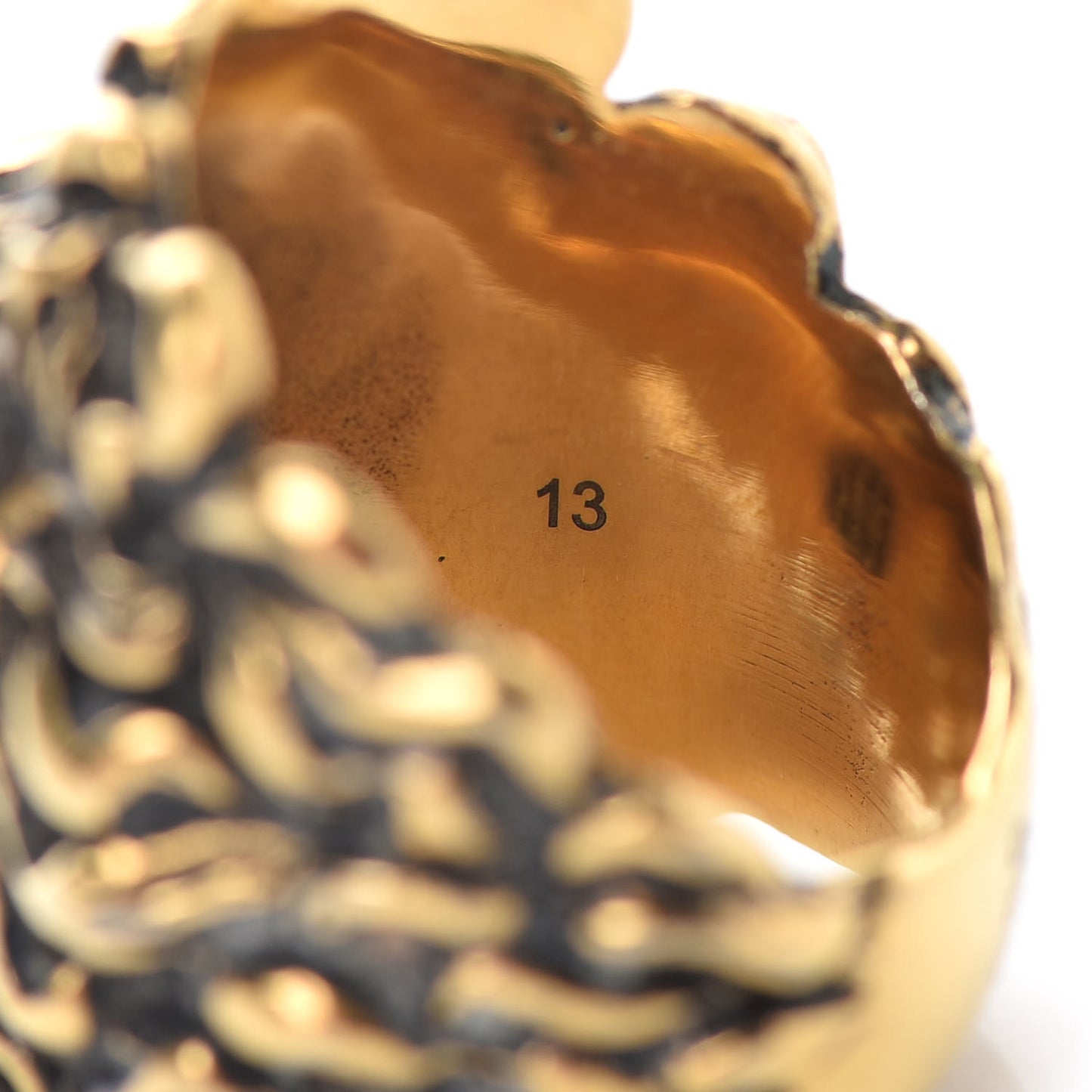 Metal Lion Head Ring 6.75 Aged Gold