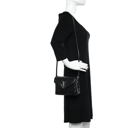 Saint Laurent Calfskin Y Quilted Monogram Toy Loulou Crossbody Bag Black 2 of 12