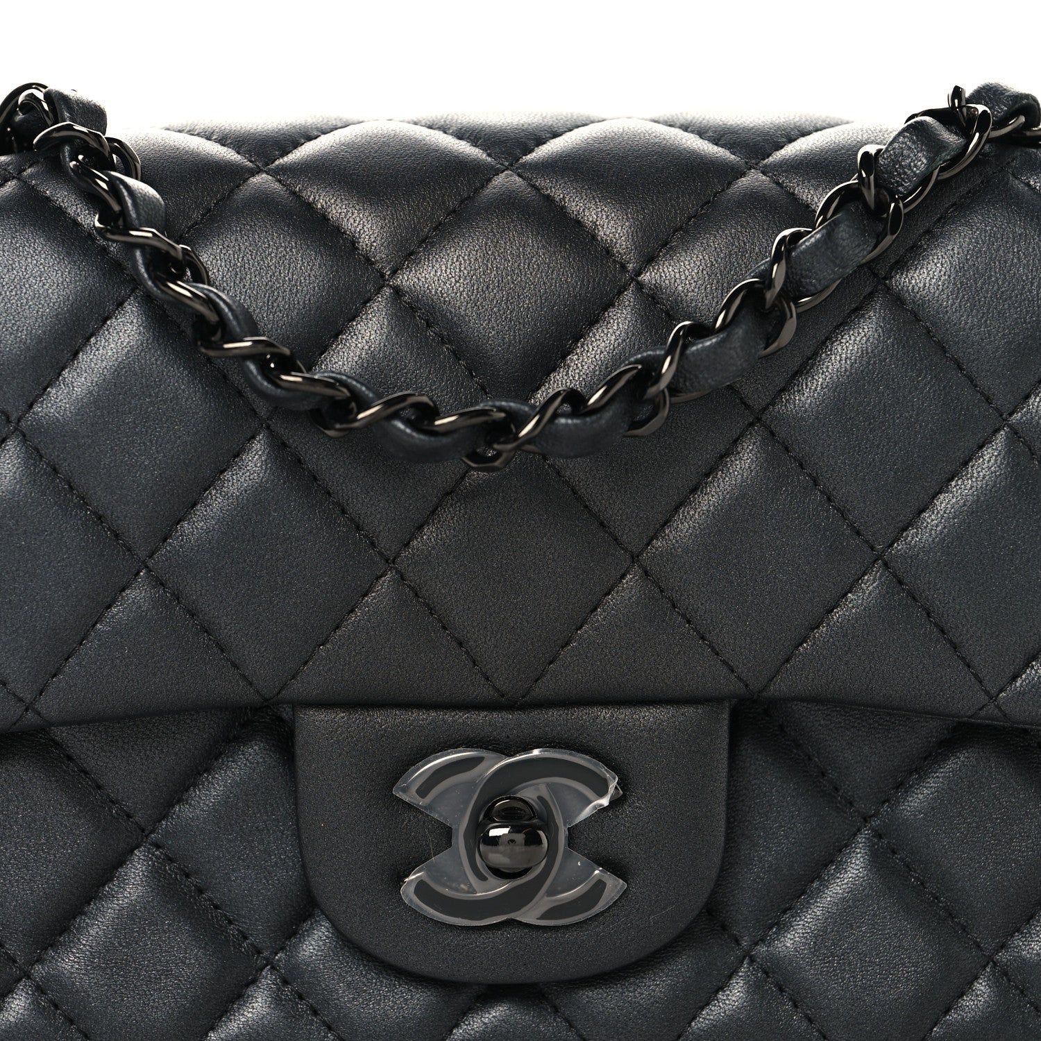 Chanel Pearly Lambskin Quilted Mini Rectangular Flap So Black 8 of 10