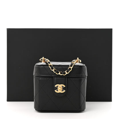 Chanel Lambskin Quilted Vanity Clutch With Chain Black 11 of 11