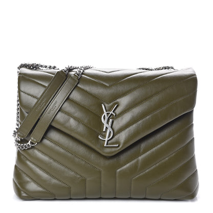 Saint Laurent Calfskin Y Quilted Monogram Medium Loulou Chain Satchel Military Olive 1 of 9