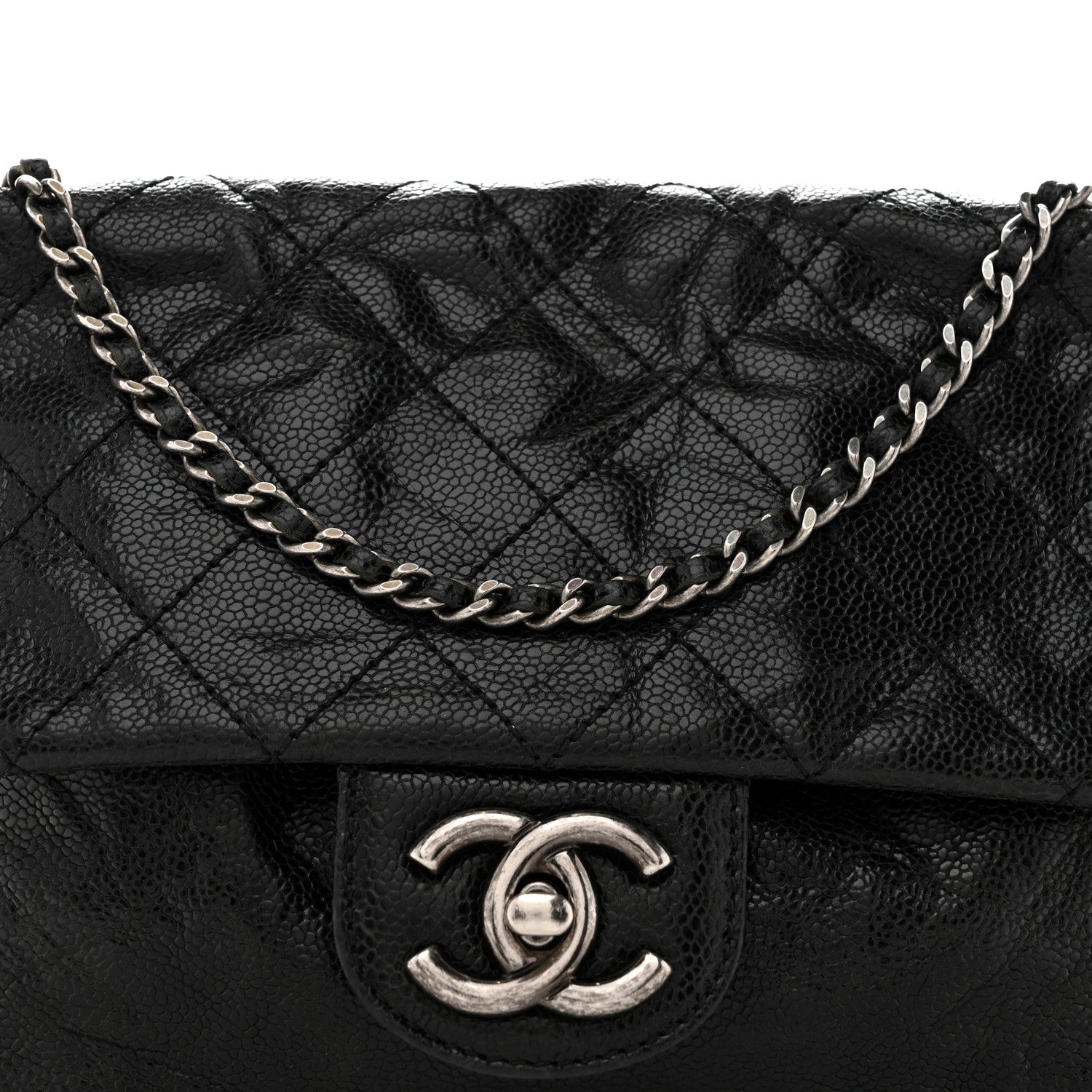 Chanel Caviar Quilted Medium Elastic Flap Black 8 of 16