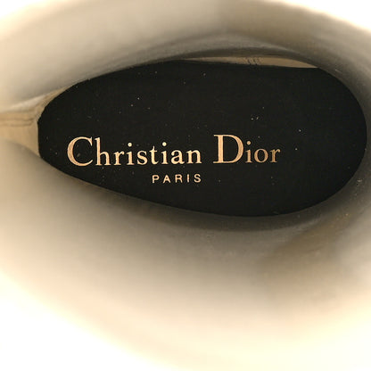 Christian Dior Calfskin Knit Fabric Diorland Combat Boots 38.5 Black White 6 of 7