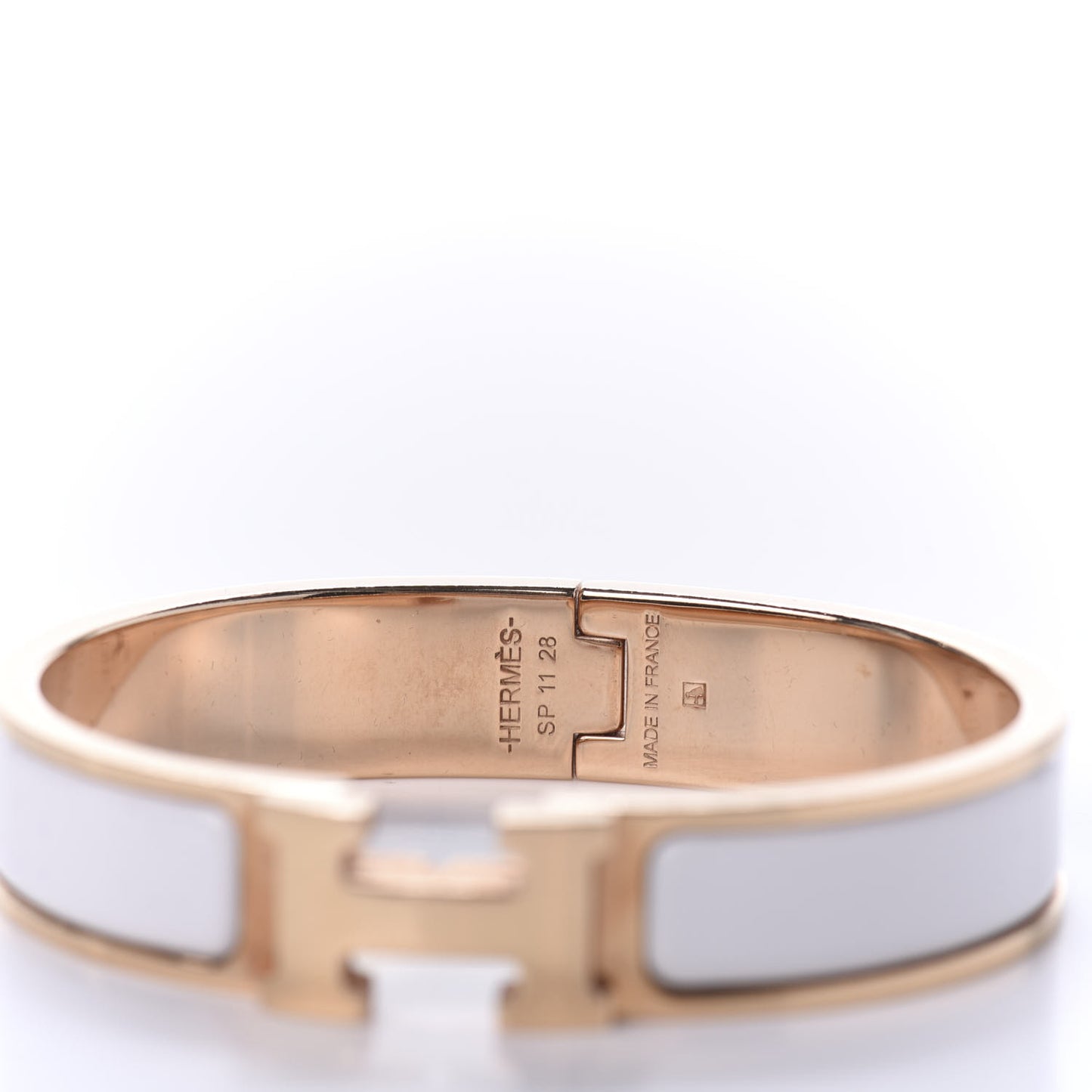 Enamel Narrow Clic Clac H Bracelet PM White