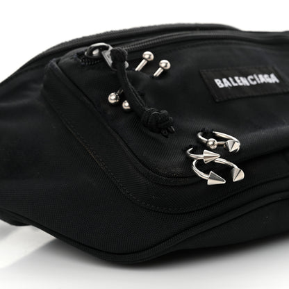 Balenciaga Nylon Canvas Logo Piercing Explorer Beltpack Black White 9 of 13