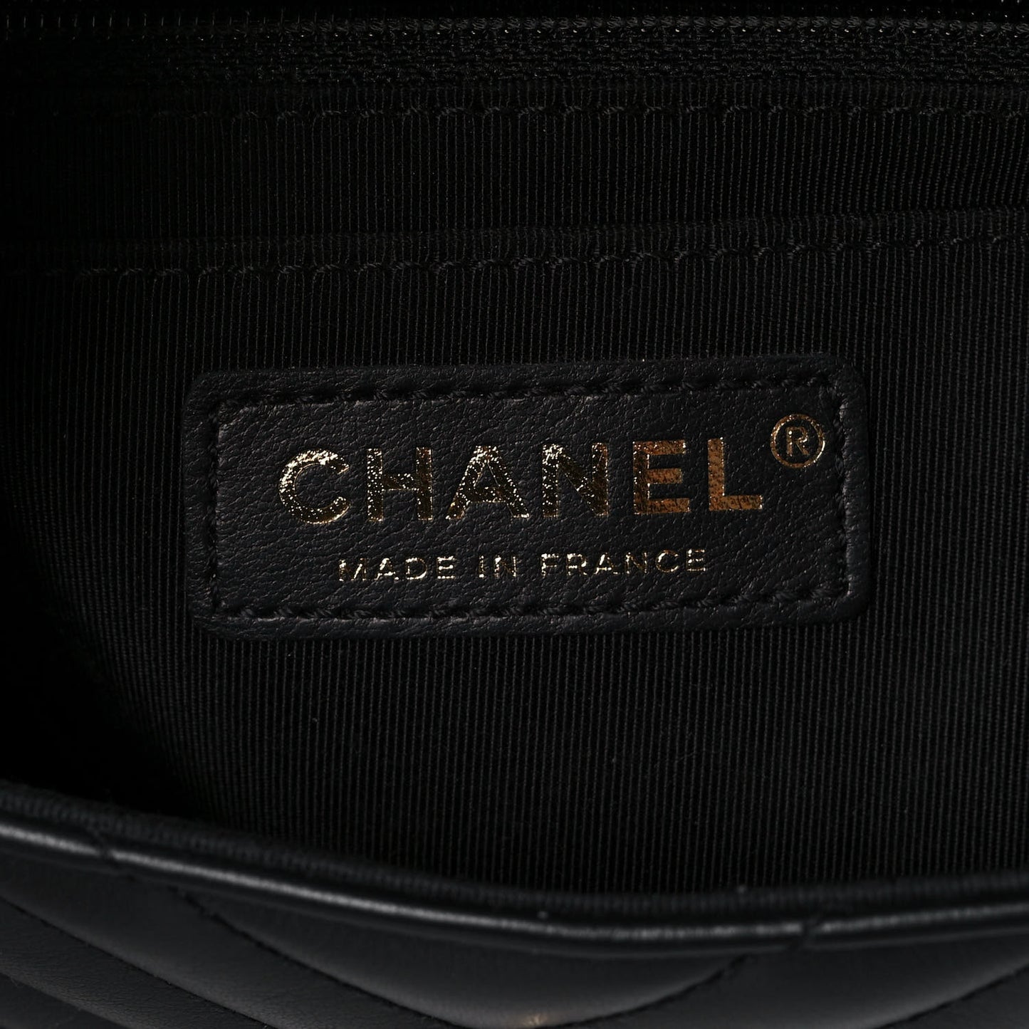 Calfskin Chevron Quilted Mini Statement Flap Black