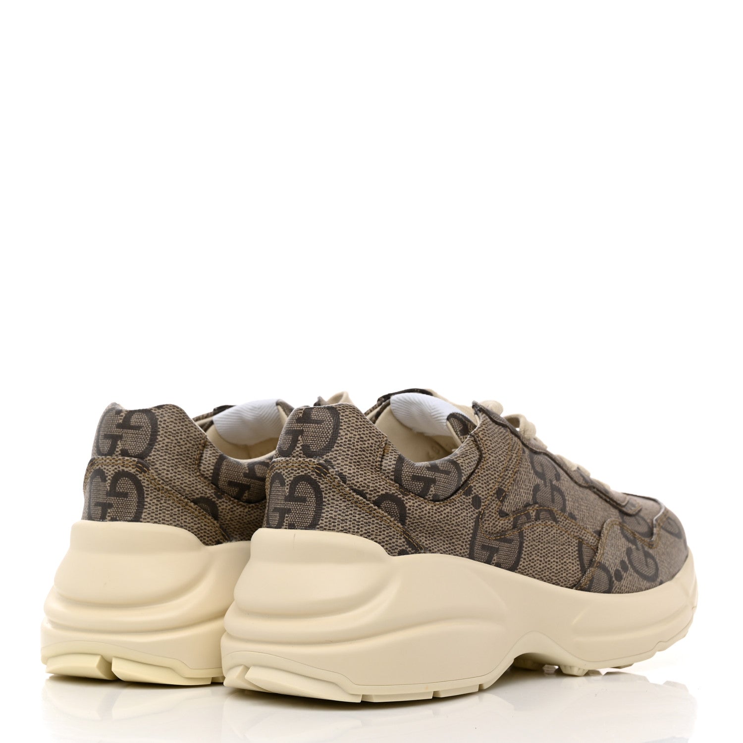 Gucci Maxi GG Supreme Monogram Gucci 100 Womens Rhyton Sneakers 37 Beige Ebony 4 of 9