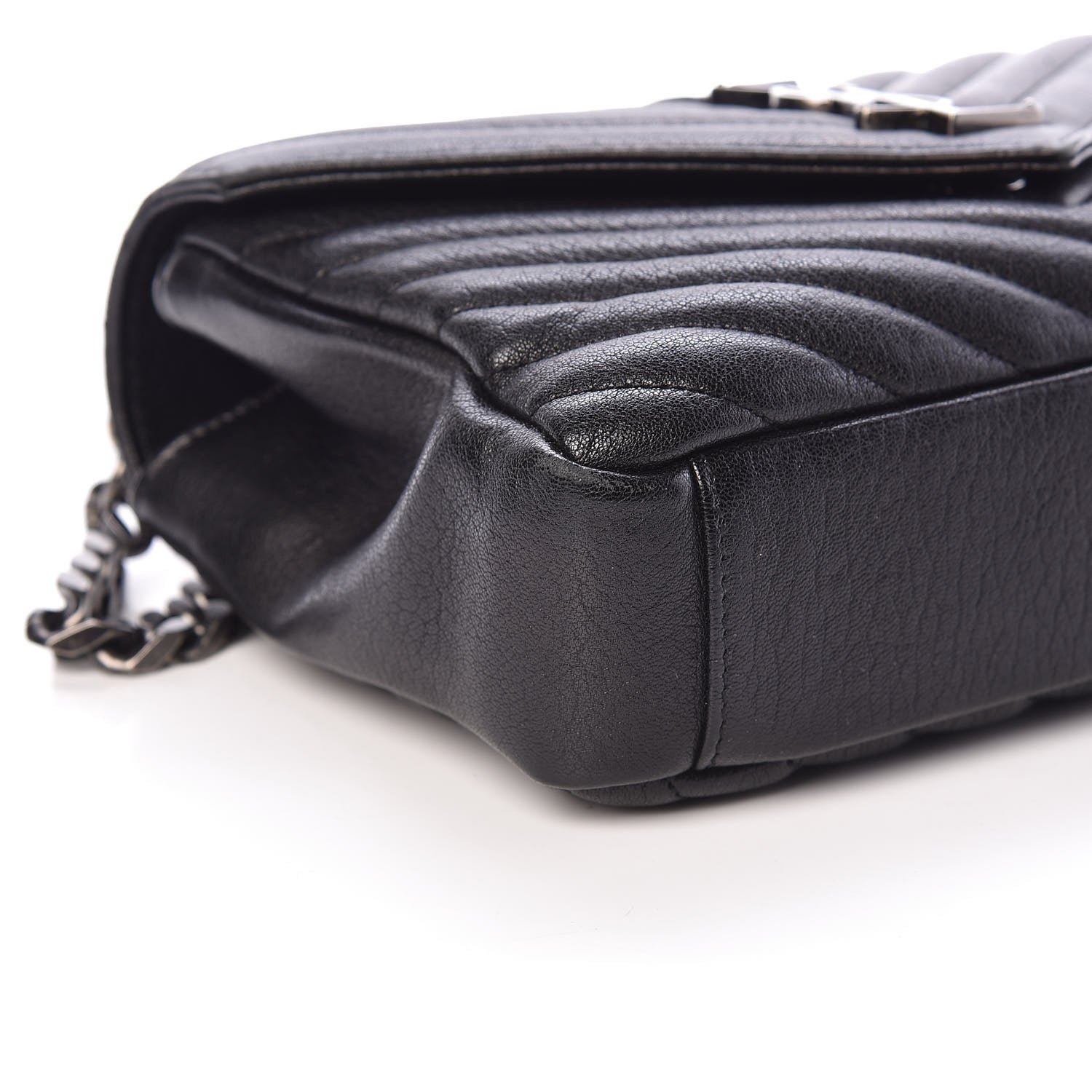 Saint Laurent Sheepskin Matelasse Chevron Monogram Medium College Bag Black 5 of 8