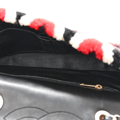 Chanel Lambskin Shearling Medium Flap Red Black 5 of 11