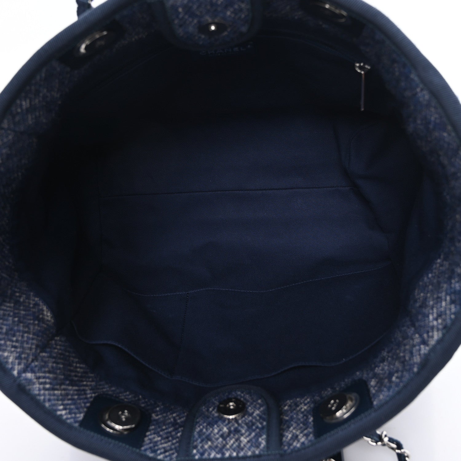 Chanel Mixed Fibers Calfskin Small Deauville Tote Blue 5 of 9
