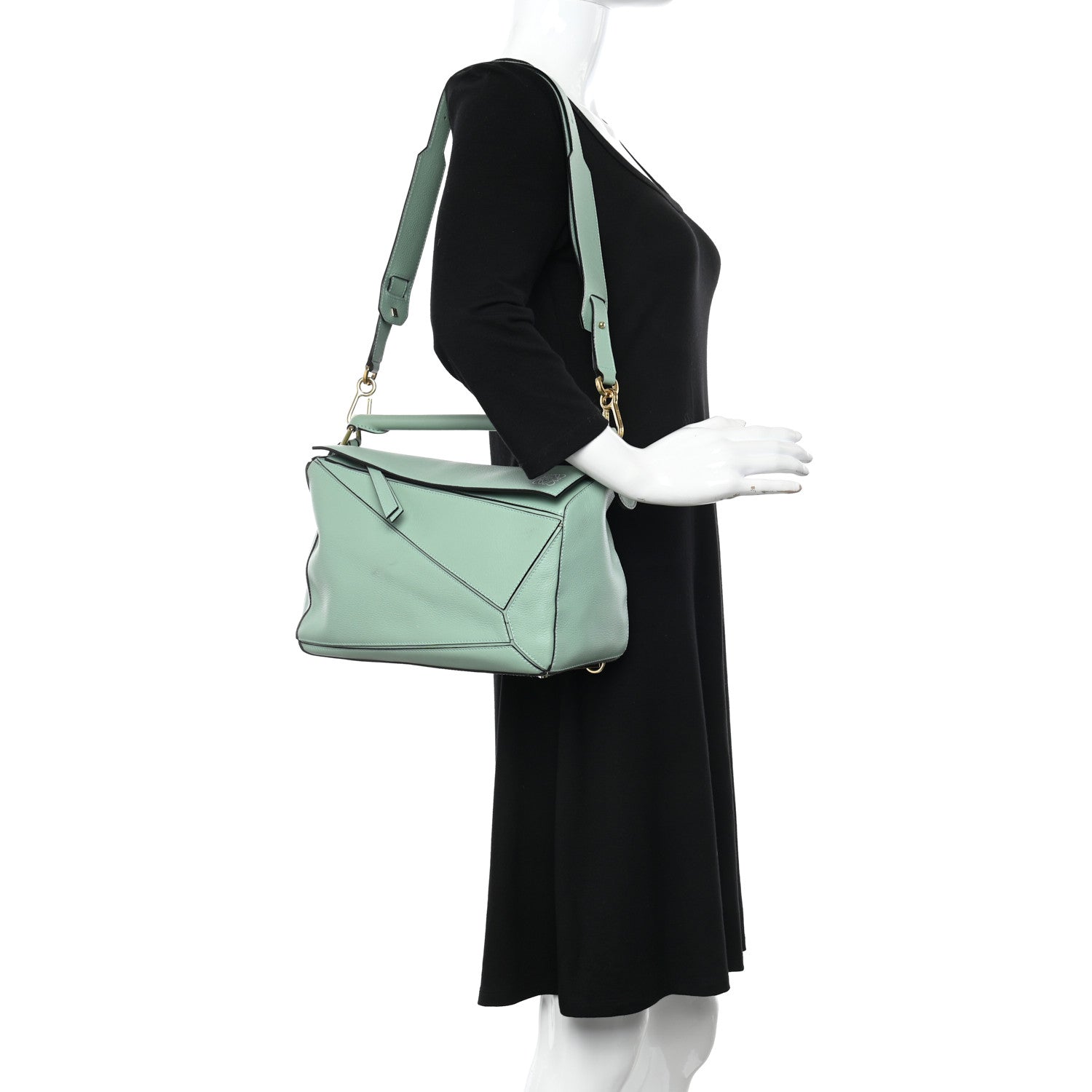 Loewe Calfskin Medium Puzzle Bag Sea Water Green 2 of 19