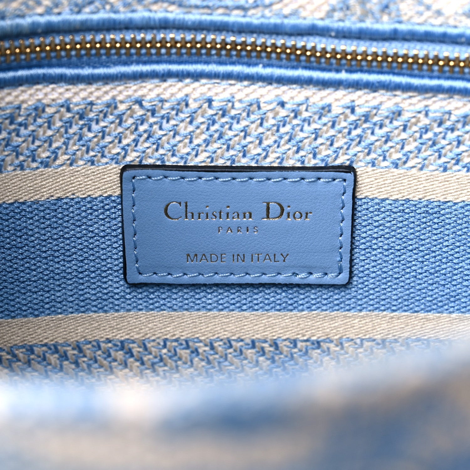 Christian Dior Canvas Toile De Jouy Embroidered Medium Lady D-Lite Blue 5 of 5