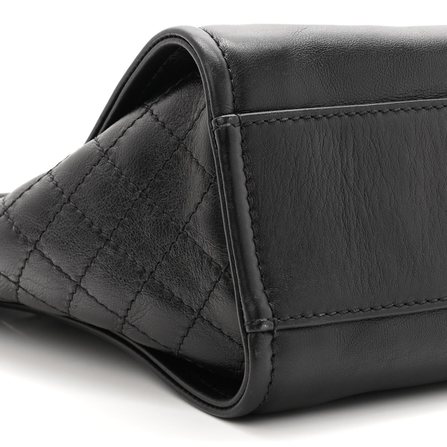 Aged Calfskin Small Charms Deauville Tote Black