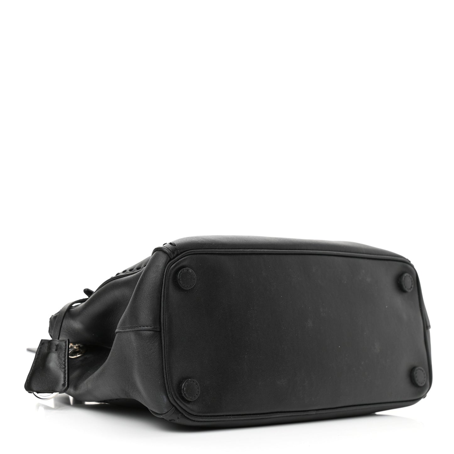 City Calf Hand Stitched Small Galleria Double Zip Tote Black