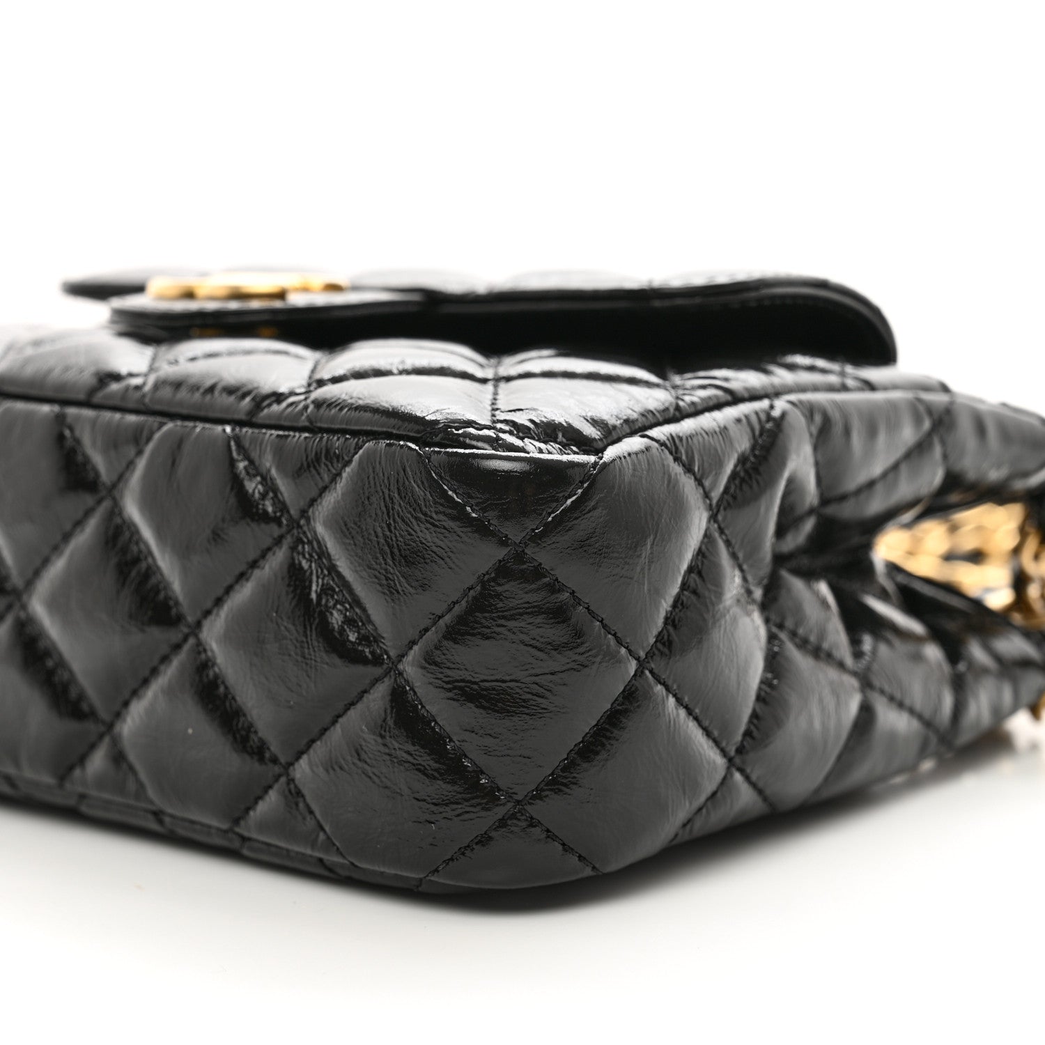 Chanel Shiny Crumpled Calfskin Quilted Small Wavy CC Hobo Black 10 of 11