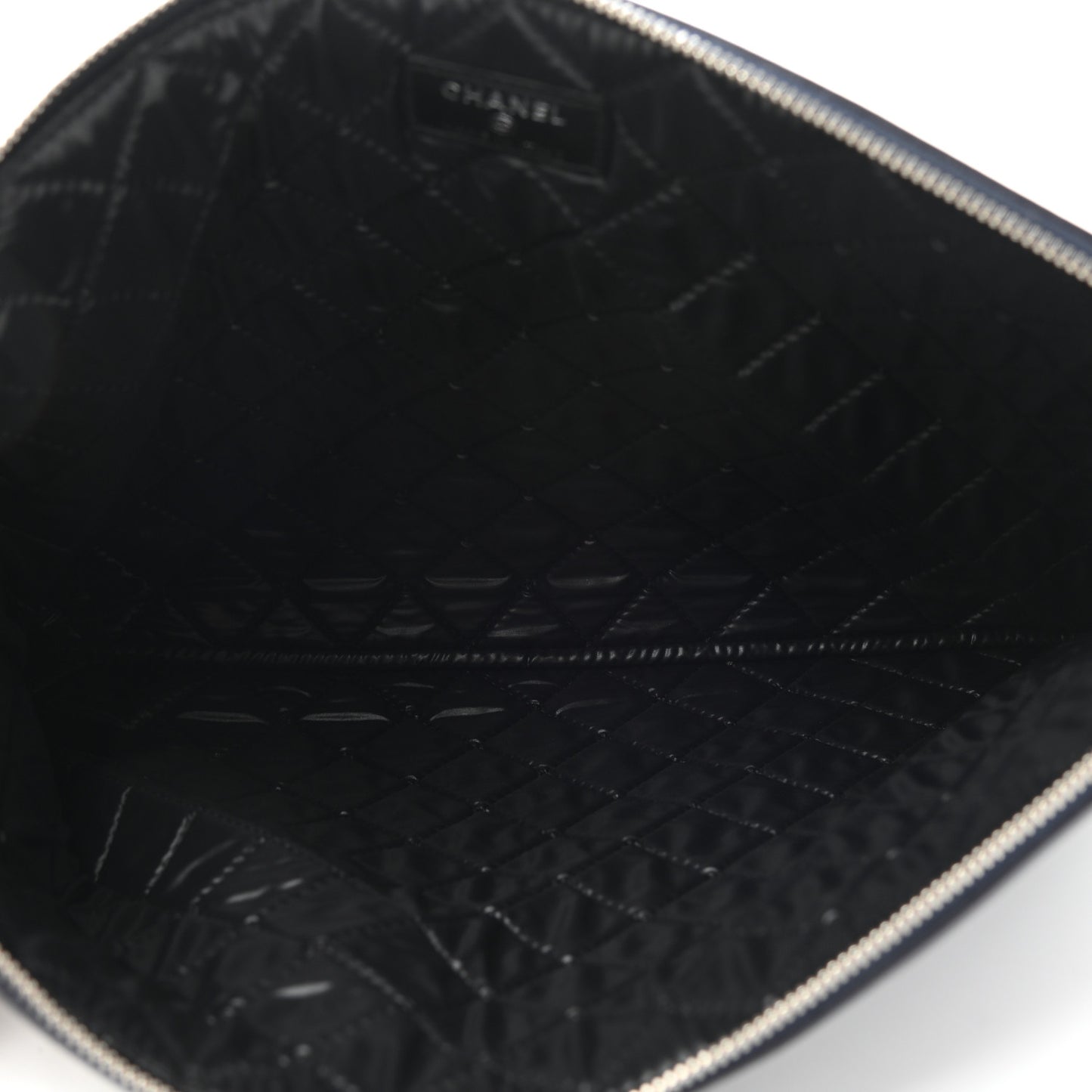 Calfskin Large Bicolor Cosmetic Case Black Navy