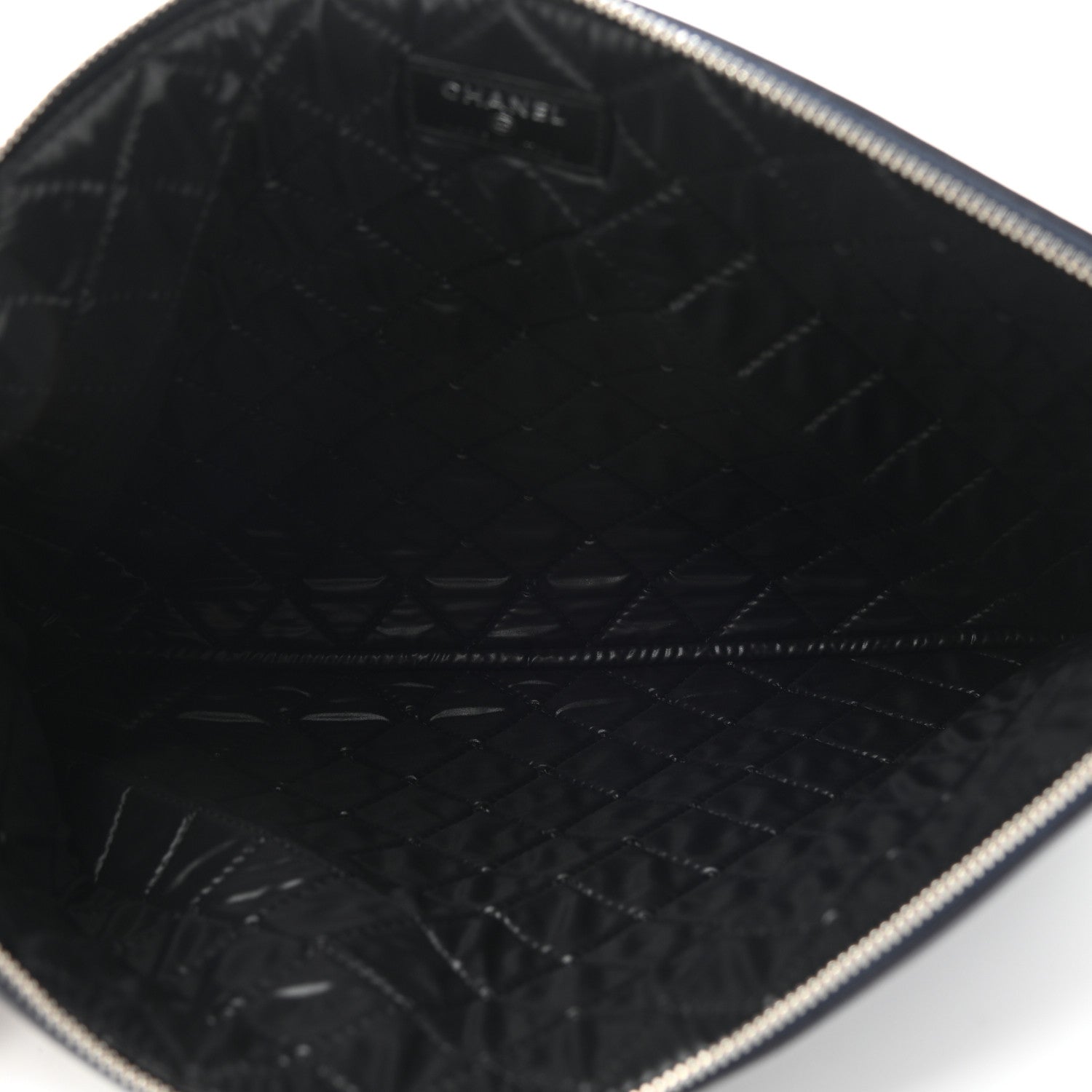 Chanel Calfskin Large Bicolor Cosmetic Case Black Navy 4 of 7