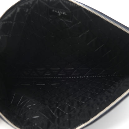 Chanel Calfskin Large Bicolor Cosmetic Case Black Navy 4 of 7
