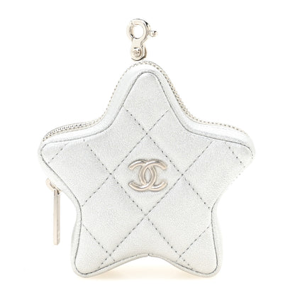 Chanel Metallic Lambskin Walk Of Fame Star Clip On Coin Purse Silver 1 of 5