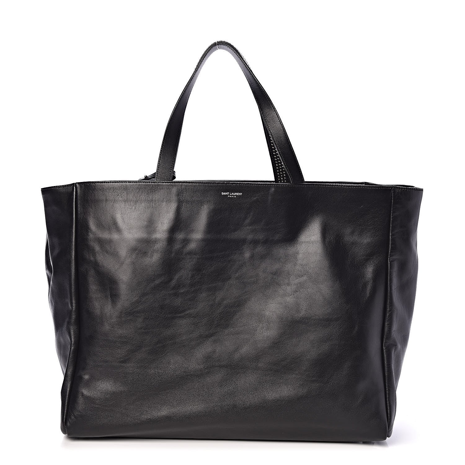 Saint Laurent Calfskin Suede Studded Reversible East West Shopping Tote Black 6 of 15