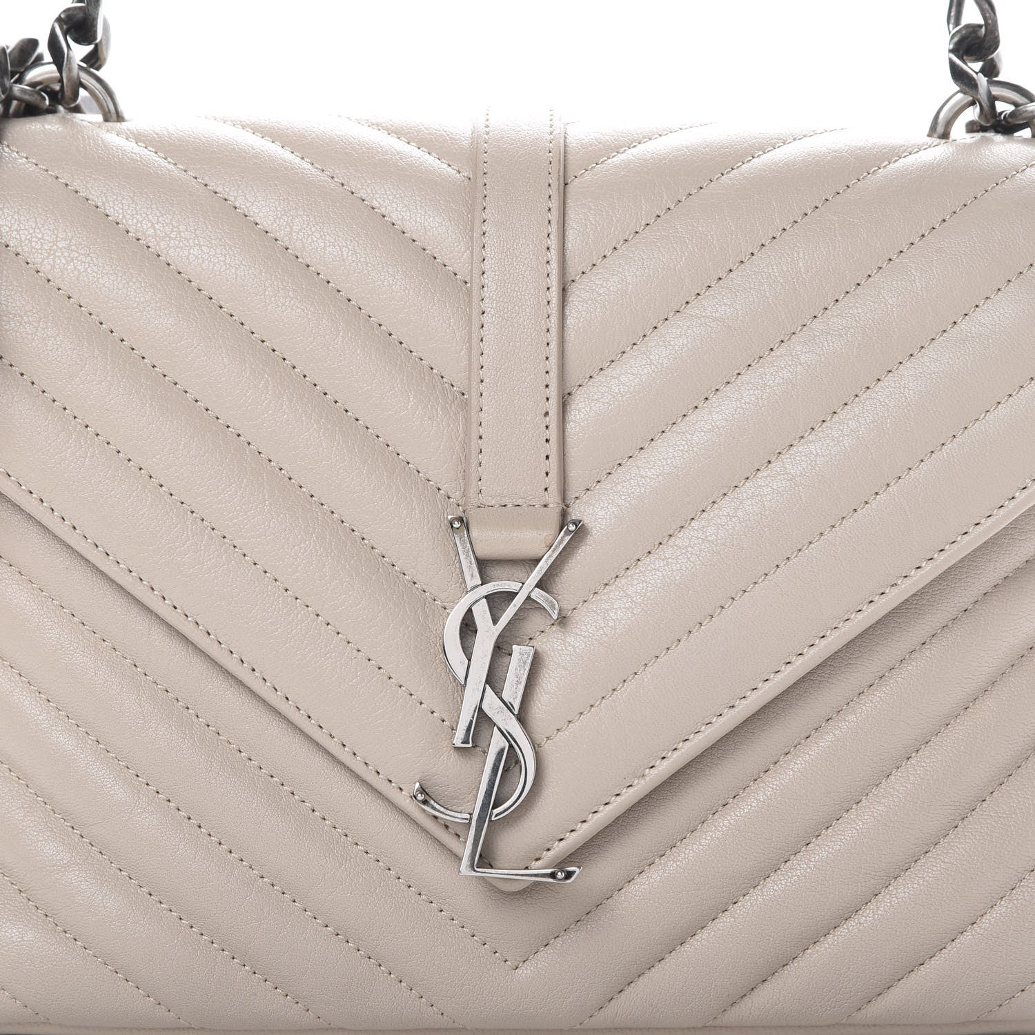Saint Laurent Sheepskin Matelasse Chevron Monogram Medium College Bag Rose Antic 7 of 13