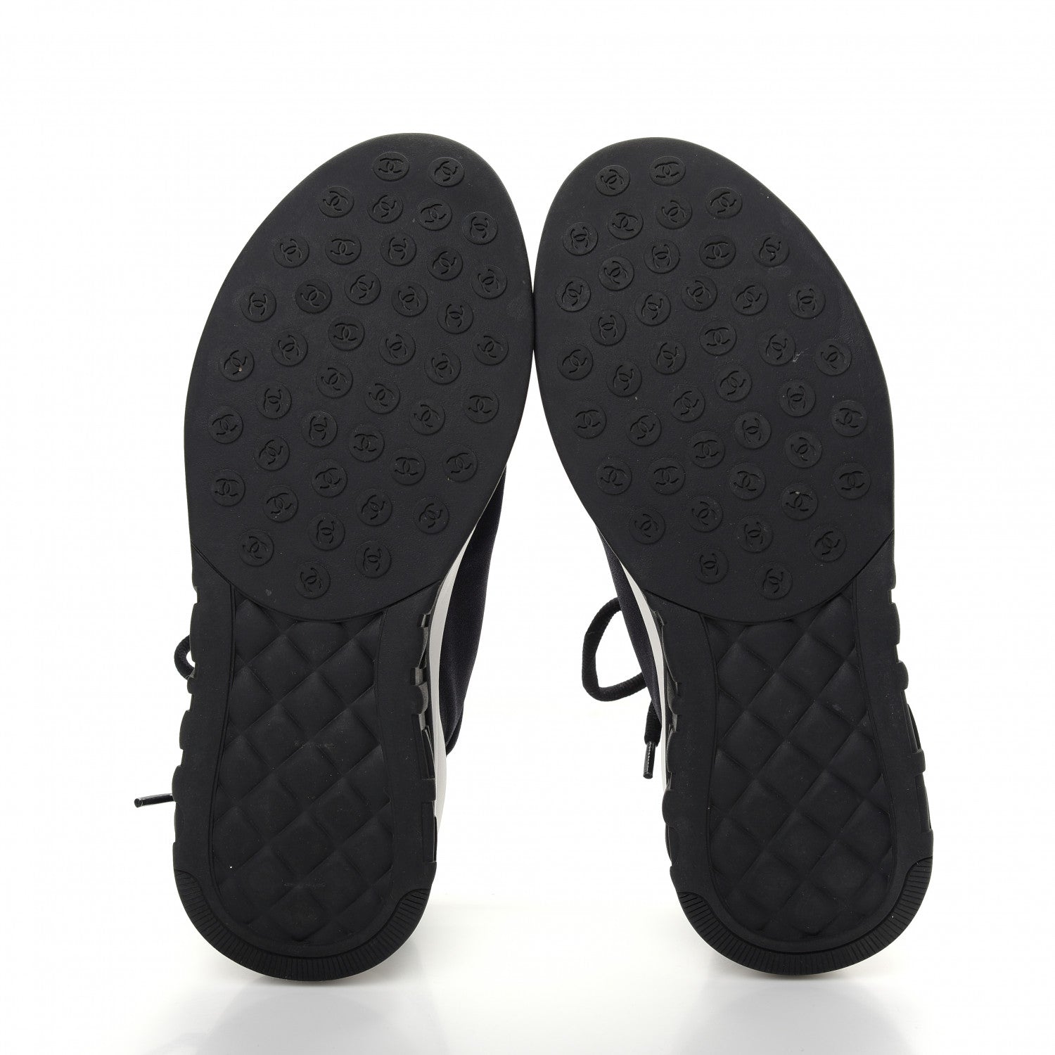 Chanel Lycra Womens CC Sneakers 38 Black 6 of 10