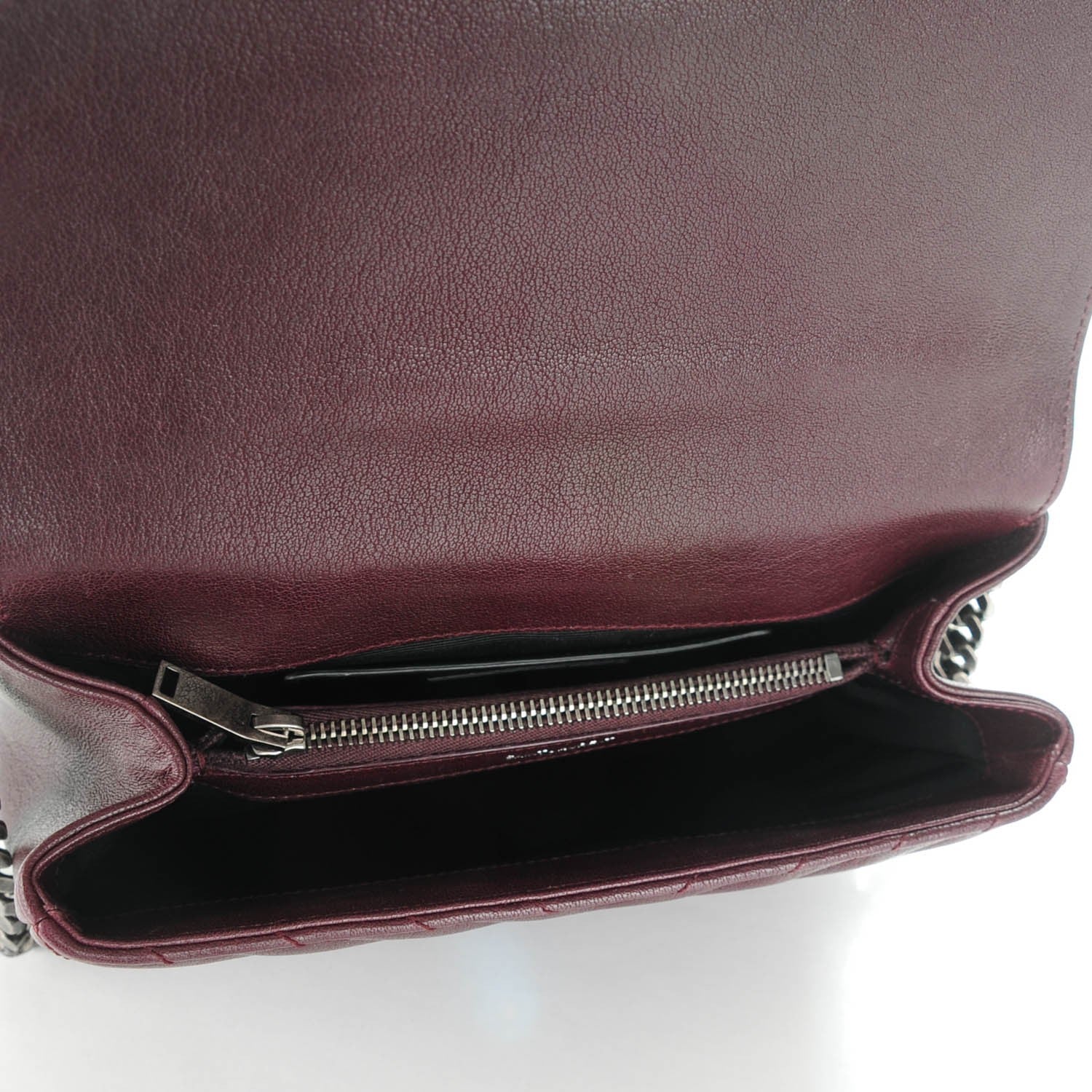 Saint Laurent Sheepskin Matelasse Chevron Monogram Medium College Bag Amaranto 5 of 7