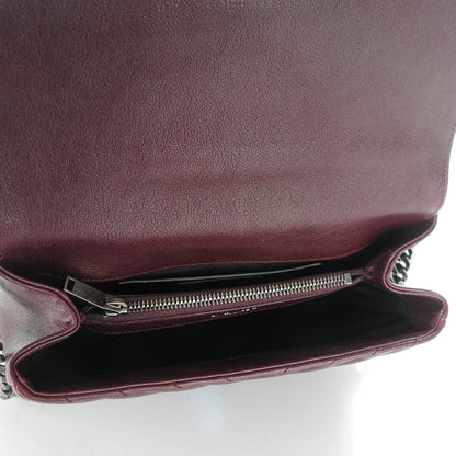 Saint Laurent Sheepskin Matelasse Chevron Monogram Medium College Bag Amaranto 5 of 7