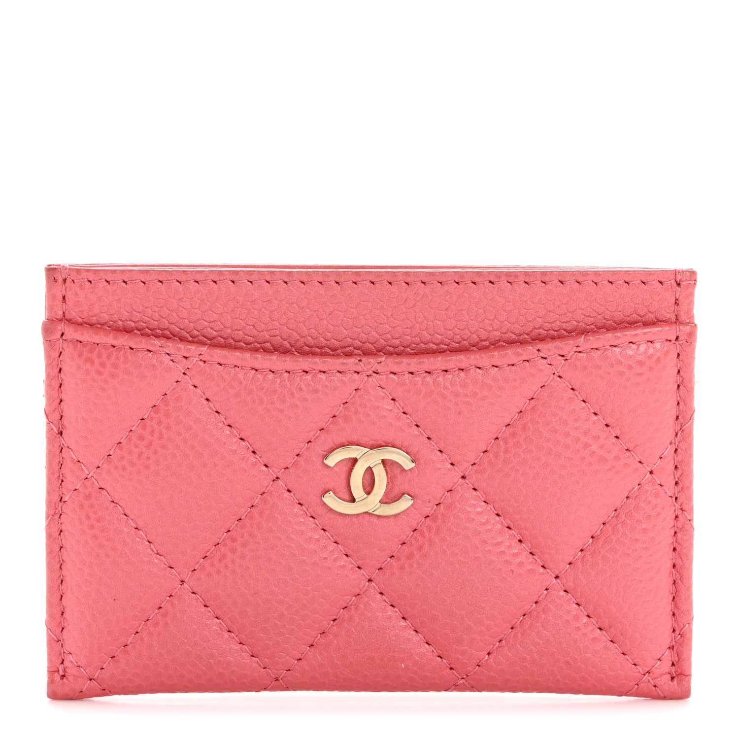 Chanel Metallic Caviar Quilted Card Holder Pink 1 of 11