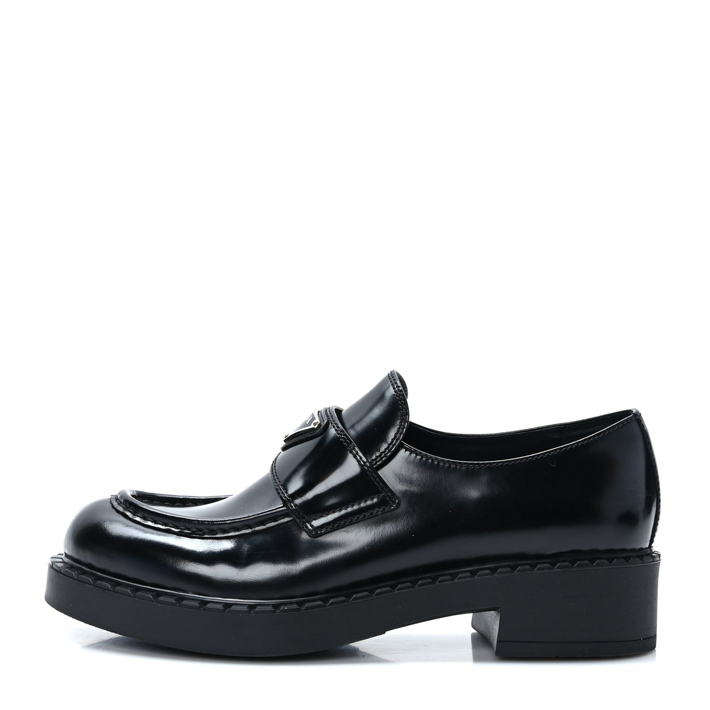 Spazzolato Metal Triangle Logo 50mm Loafers 39 Black