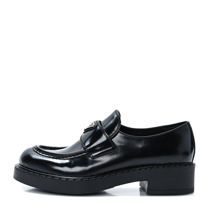 Prada Spazzolato Metal Triangle Logo 50mm Loafers 39 Black 1 of 7